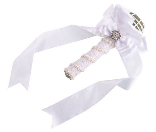 Satin Bouquet Holder White