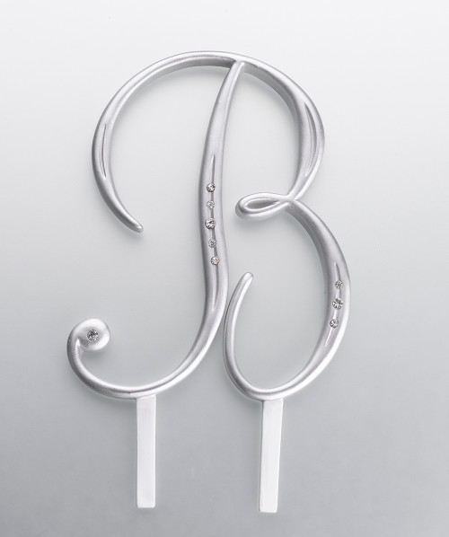 Silver Rhinestone Monogram Letter B