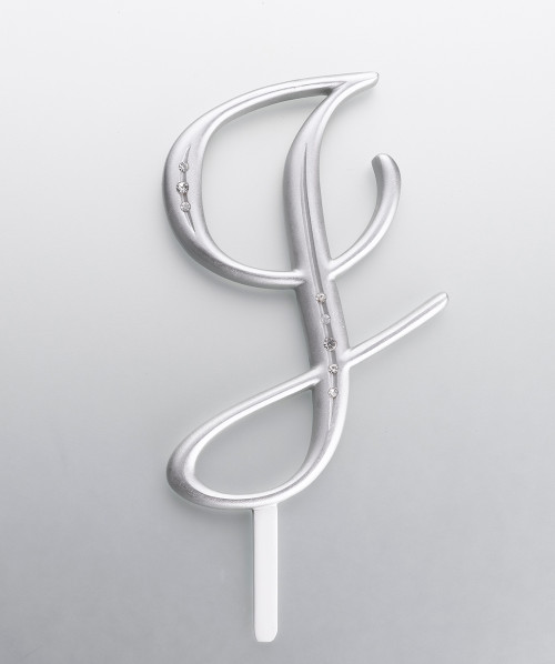 Silver Rhinestone Monogram Letter J