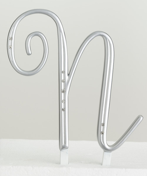 Silver Rhinestone Monogram Letter N