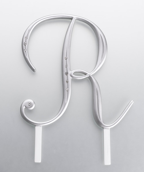 Silver Rhinestone Monogram Letter R