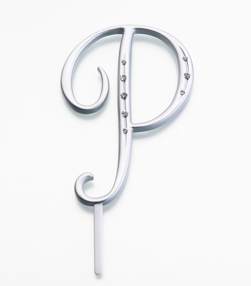 Silver Rhinestone Monogram Large Letter P