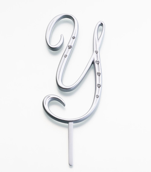 Silver Rhinestone Monogram Large Letter Y