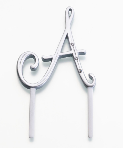 Silver Rhinestone Monogram Small Letter A