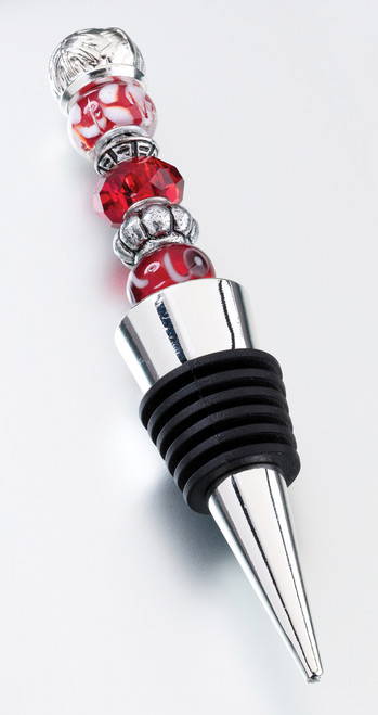 Beaded Wine Stopper Red