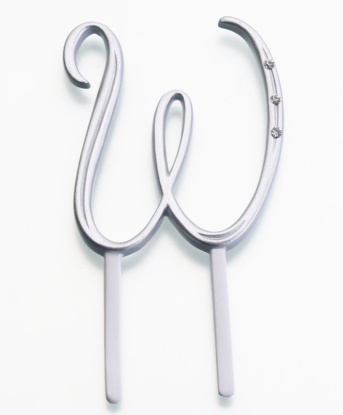 Silver Rhinestone Monogram Small Letter W