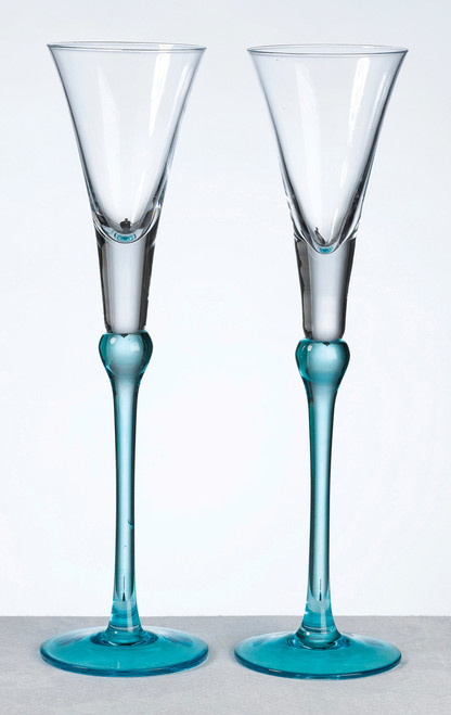 Set of Tall Flutes Aqua