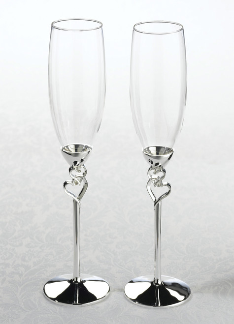 Silver Heart Toast Glass