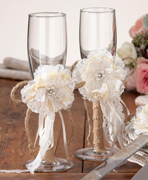Burlap Toasting Glasses