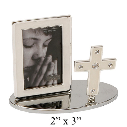 Juliana Silver Plated Photo Frame And Cross On Stand 2x3