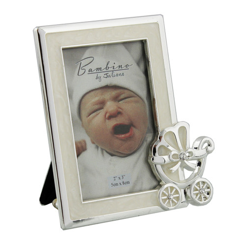 Bambino Silver Plated Photo Frame With Pram Icon in Corner