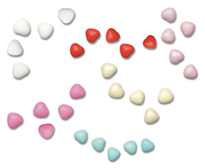 1kg Chocolate Heart Dragees 1cm Assorted Colour Box