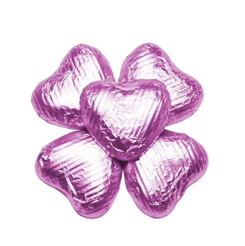 100 Solid Milk Chocolate Hearts Baby Pink
