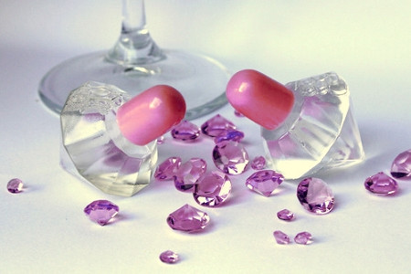 24 x Pink Top Crystal Bubbles