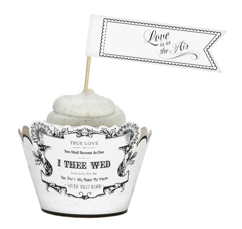 Set of 12 Cupcake Pick Love is in The Air