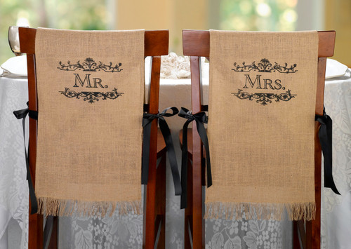 Mr. And Mrs. Burlap Chair Covers