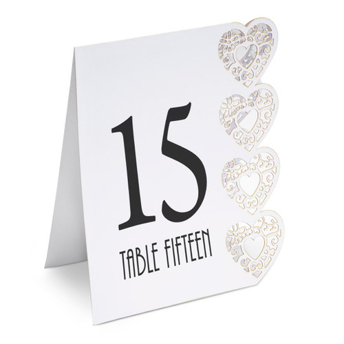 Heart Design Table Numbers 115 White
