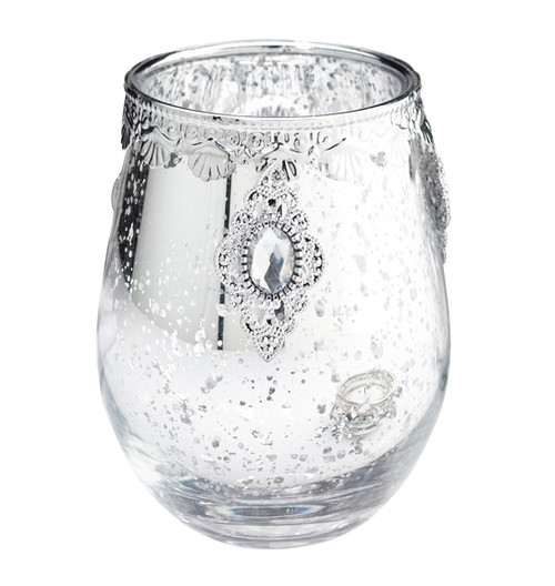 Silver Glass Candle Holder