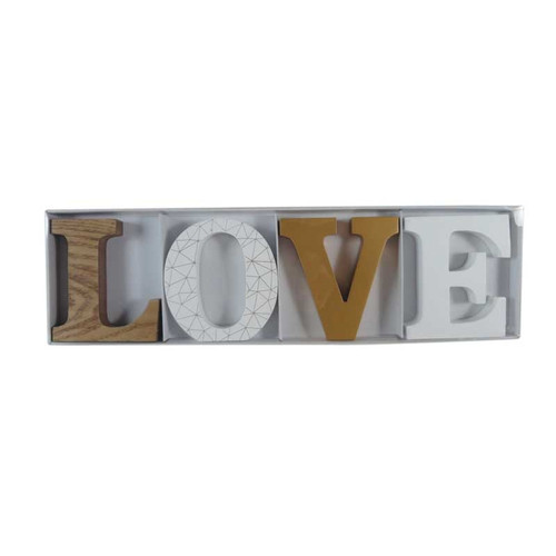 Wooden Love Letters Gold And White