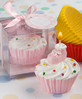 Pink Cupcake Design Candle Favours