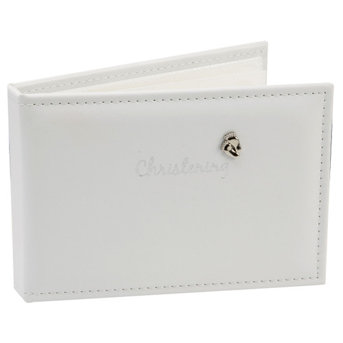PU Christening Photo Album With Foil Text And Feet Icon