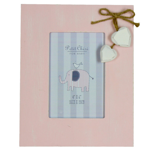 Petit Cheri Vintage MDF Frame Pink With Hearts 4x6