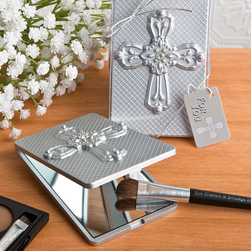 Compact Mirror With Ornate Cross