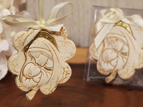 Hanging Flower Design Madonna Ornament