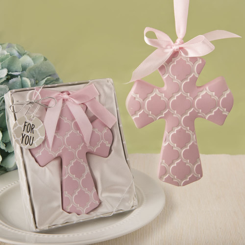 Pink Hampton Link Design Cross Ornament From White Dream