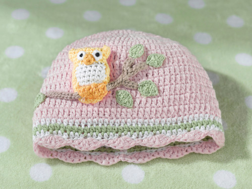 Pink Owl Cap 0-6 Months