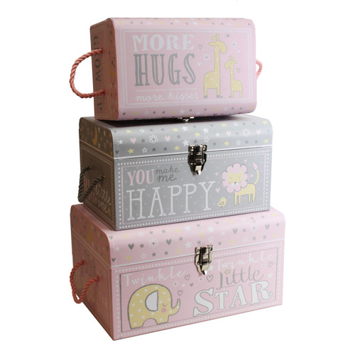 Tricoastal Design Sweet Baby of Mine Set 3 Flat Trunks Girl