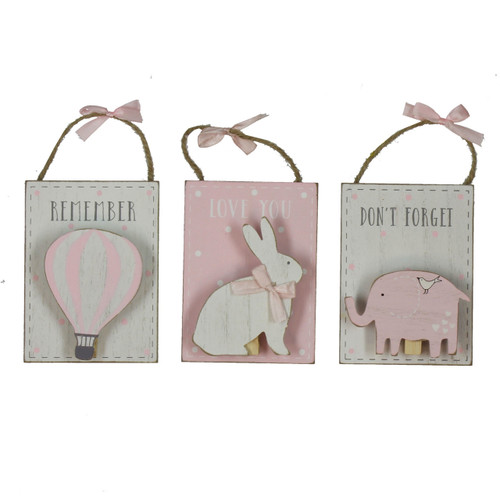 Petit Cheri' Set of 3 MDF Pegs Clips Pink