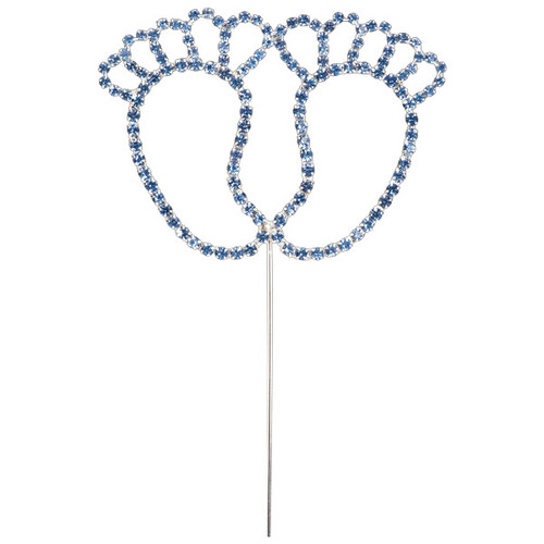 Blue Diamante Baby Feet Cake Pick