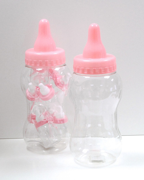 Large Pink Plastic Baby Bottle Container