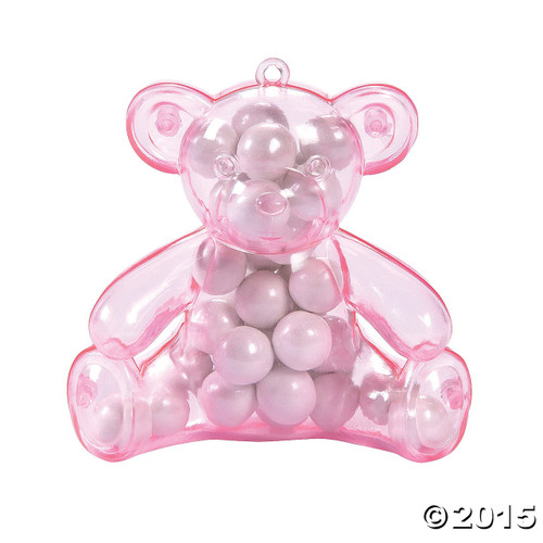 Plastic Pink Teddy Bear Containers
