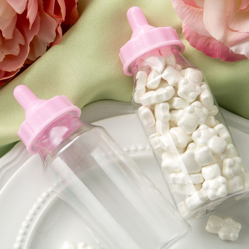 Perfectly plain collection Clear baby bottle with pink screw on top