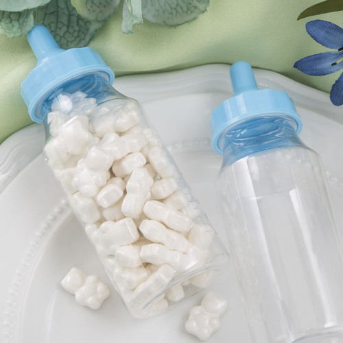 Perfectly plain collection Clear baby bottle with blue screw on top