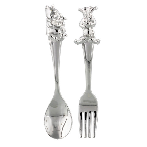 Disney Winnie The Pooh Silver Plated Fork And Spoon Set