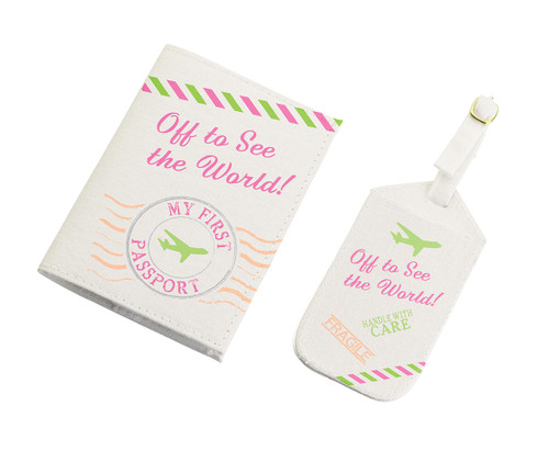 Pink Luggage Tag And Passport Cover