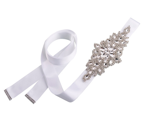 Rhinestone Bridal Belt White