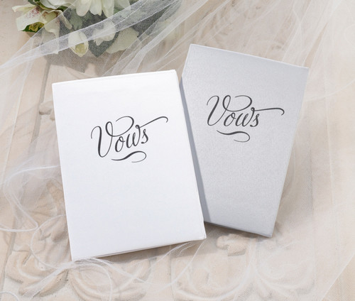 Set of 2 White Silver Satin Vows Books