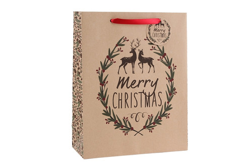 Large Craft Paper 'Merry Christmas' Gift Bag