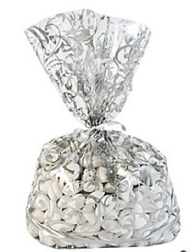 12 x Silver Swirl Cellophane Bags