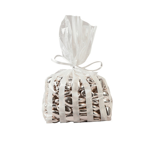 12 x White Striped Cellophane Bags