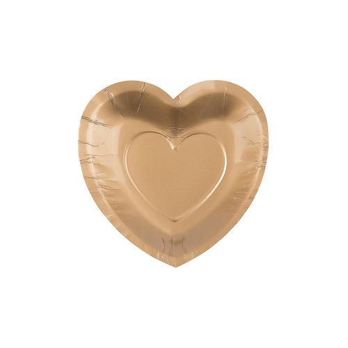 25 x Gold Heart Shaped Dessert Plates