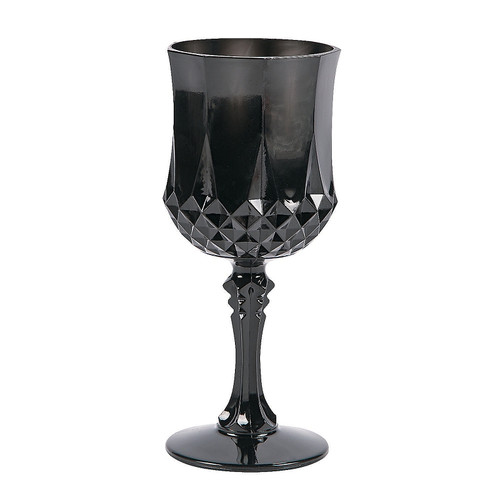 12 x Black Patterned Wine Glasses