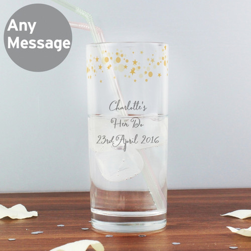 Personalised Gold Stars Hi Ball Glass