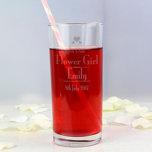 Personalised Decorative Wedding Flower Girl Hi Ball Glass