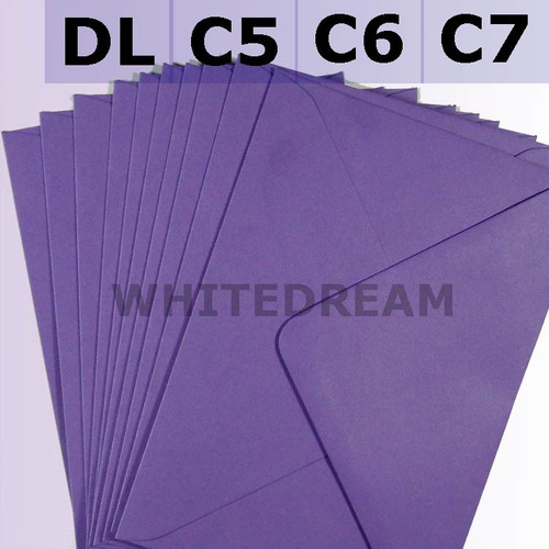 Purple Envelopes - C7, C6, C5, DL, 5'x7' Sizes