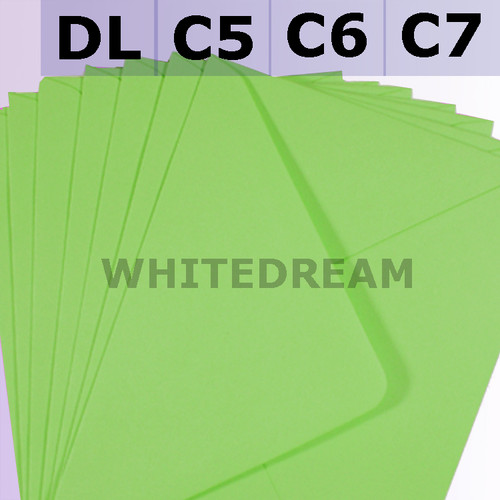Bright Green Envelopes - C7, C6, C5, DL, 5'x7' Sizes